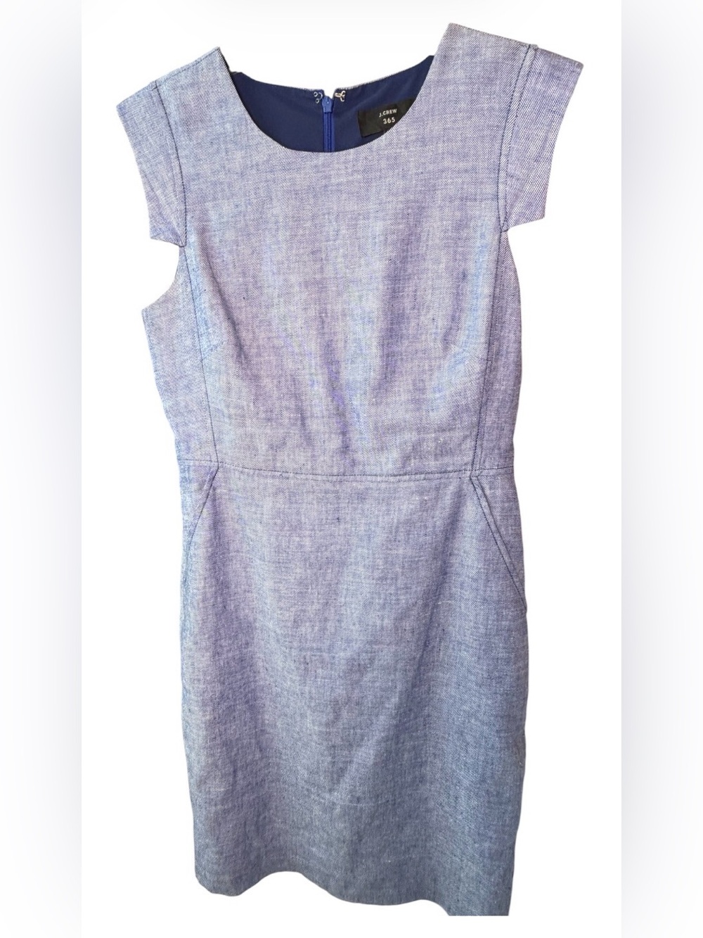 J.Crew 365 Deep Blue linen blend Sleeveless Sheath Dress size 4P